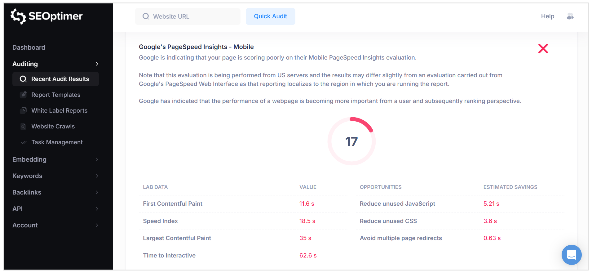 PageSpeed Insights - Mobil